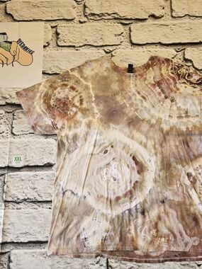 Men's Tie-Dye Cotton T-Shirt in Earthy Tan and Cream